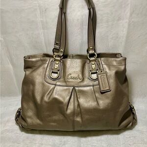Coach Ashley Bronze Metallic Leather Carryall Handbag